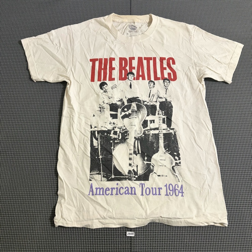 The Beatles American Tour 1964 Graphic T-Shirt Cream Small 2018 Apple Corps